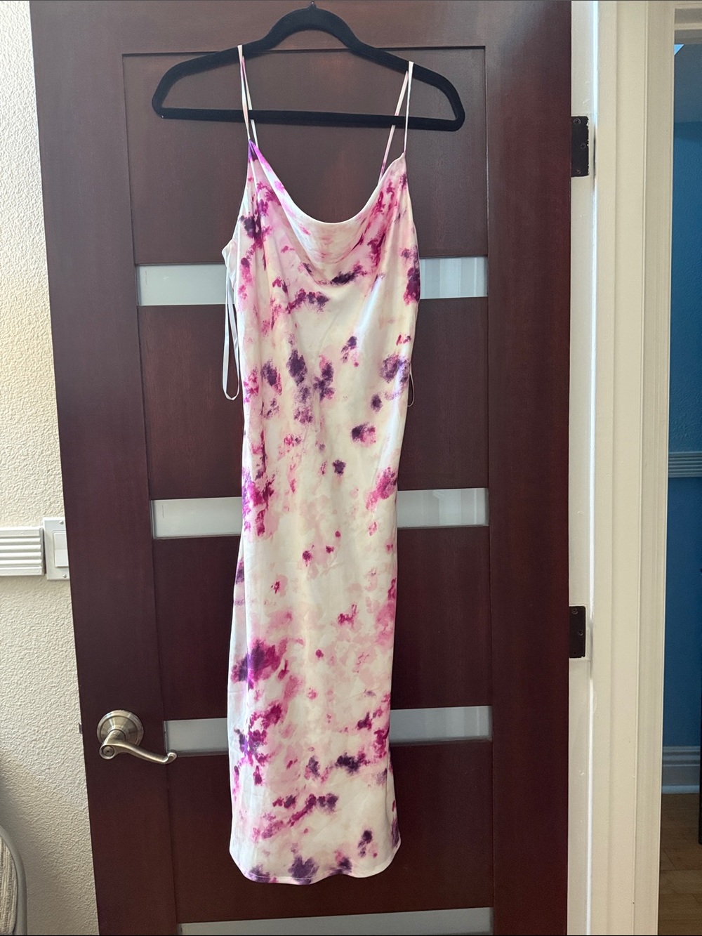 Pink and Purple Tie-Dye Slip Dress